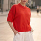 Everyday Cardigan Sweater Crew-neck Elbow-length Sleeves