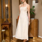 Engagement Textured Floral Embroidery Ruched Strap Midi Dress