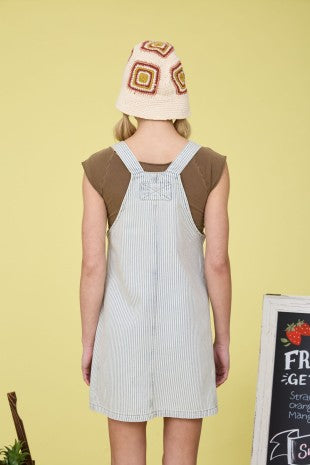 Train Stripe Denim Overall Mini Dress
