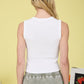 Gentle Washed Button Down Sleeveless Ribbed Knit Top