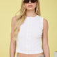 Gentle Washed Button Down Sleeveless Ribbed Knit Top