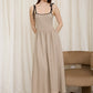 Taylor Contrast Tie Spaghetti Strap Mix Media Midi Dress