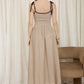 Taylor Contrast Tie Spaghetti Strap Mix Media Midi Dress