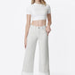 Corporate High Rise Stripe Print Cuffed Crop Wide Jeans