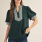 National Stripe Contrast Accent Solid Top