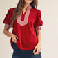 National Stripe Contrast Accent Solid Top