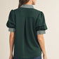 National Stripe Contrast Accent Solid Top