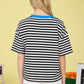 Rebel Stripe Colorblock Detail Short Sleeve Knit T-shirt
