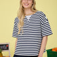 Rebel Stripe Colorblock Detail Short Sleeve Knit T-shirt