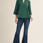 Odette Ruffled Neck Crinkle Solid Top