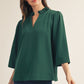 Odette Ruffled Neck Crinkle Solid Top