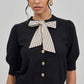 Able Satin Tie Neck Cardigan Sweater