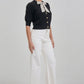 Able Satin Tie Neck Cardigan Sweater