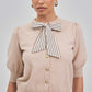 Able Satin Tie Neck Cardigan Sweater