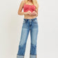 Temple High Rise Straight Cuffed Hem Jeans