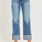 Temple High Rise Straight Cuffed Hem Jeans