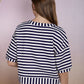 Ryder Stripe Pattern Short Sleeve Button Down Knit Top