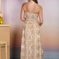 Denmark Demask Pattern Strapless Smocked Midi Sundress