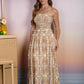 Denmark Demask Pattern Strapless Smocked Midi Sundress