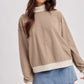 Professional Striped Mock Neck Knit Top