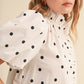 Chapter Polka Dot Ruffled Button Down Top
