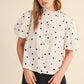 Chapter Polka Dot Ruffled Button Down Top