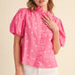 Chapter Polka Dot Ruffled Button Down Top