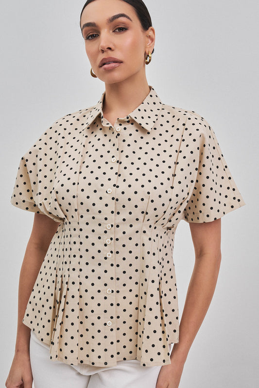 Single Polka Dot Pleated Top