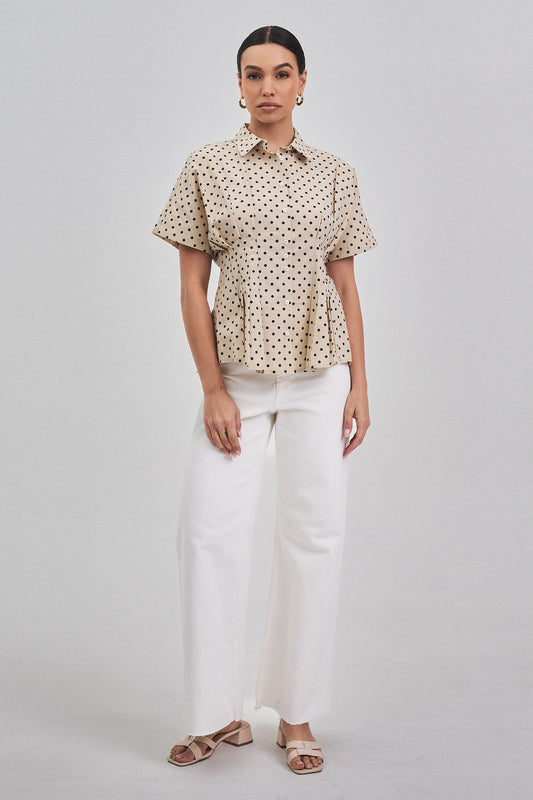 Single Polka Dot Pleated Top