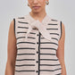 Bow Striped Knit Vest Sweater