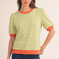 Exit Rib Band Binding Detail Stripe Top