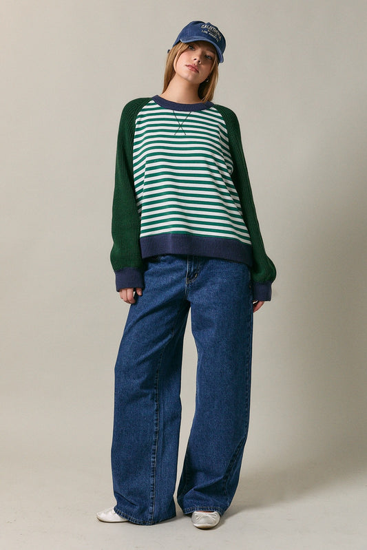 Tybee Stripe Pullover With Sweater Sleeves