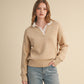 Mave Ruffle Scallop Lace Trim V Neck Sweater