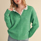 Mave Ruffle Scallop Lace Trim V Neck Sweater
