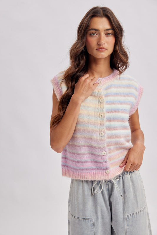 Bubblegum Rainbow Stripe Sweater Vest