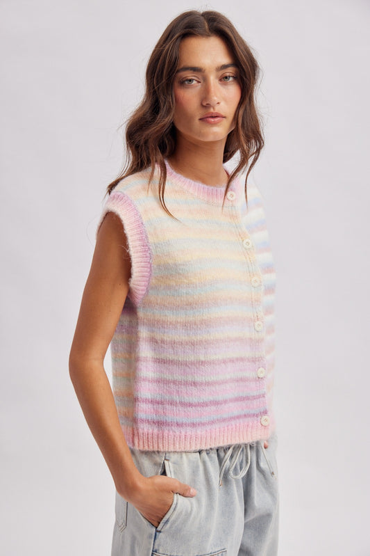 Bubblegum Rainbow Stripe Sweater Vest