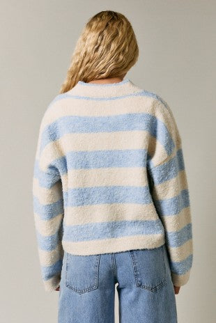 Simon High Neck Stripe Cardigan