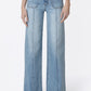 Smoother High Rise Patch Pocket Pintuck Wide Jeans