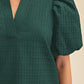 Dreams Puff Sleeve Top With V-neck In Textured Fabric