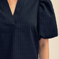 Dreams Puff Sleeve Top With V-neck In Textured Fabric