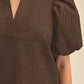Dreams Puff Sleeve Top With V-neck In Textured Fabric