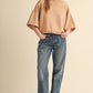 Truffle Marled Knit Mock Neck Short Sleeve Sweater