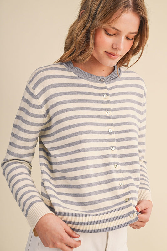 Properly Striped Sweater Cardigan