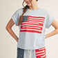 American Flag Top Patched Washed Casual Top