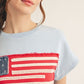 American Flag Top Patched Washed Casual Top