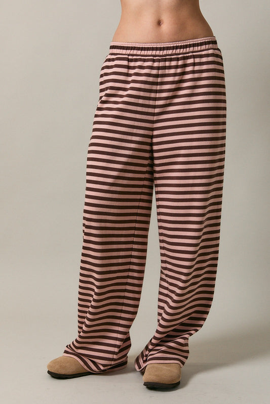 Covington Mid Rise Stripe Wide Long Sweatpants