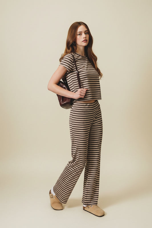 Clayton Mid Rise Wide Leg Stripe Pants