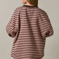 Covington Top Long Sleeve Crew Neck Stripe Oversized Sweatshirt