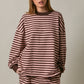 Covington Top Long Sleeve Crew Neck Stripe Oversized Sweatshirt