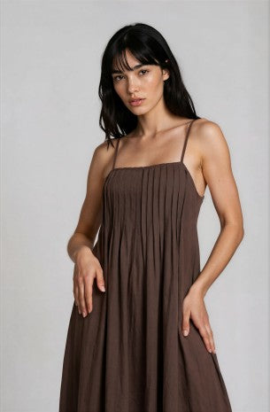 FashionPintuck Detail Spaghetti Strap Midi Sundress